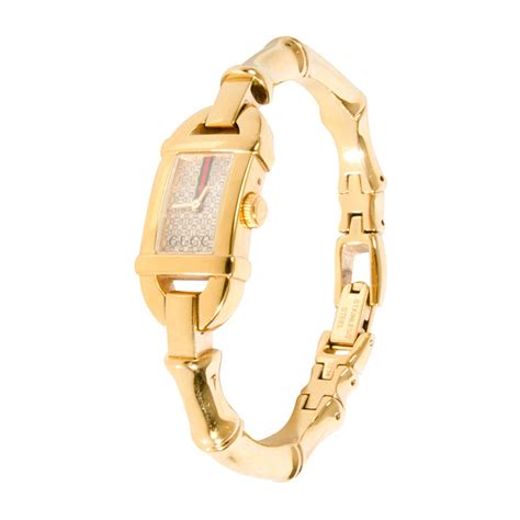 gucci watch womens black and gold|Gucci bamboo watches for women.